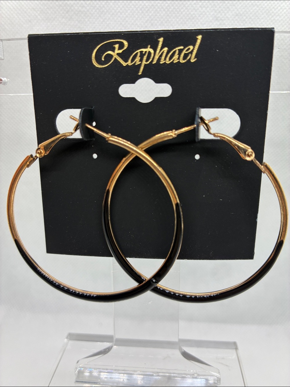 3For$20 Raphael Gold-Tone Hoop Earrings with Black Enamel